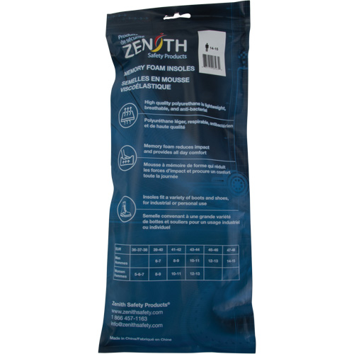 Semelles en mousse visco&eacute;lastique, Hommes 10 - 11/Femmes 12 - 13 Meunier Outillage Industriel