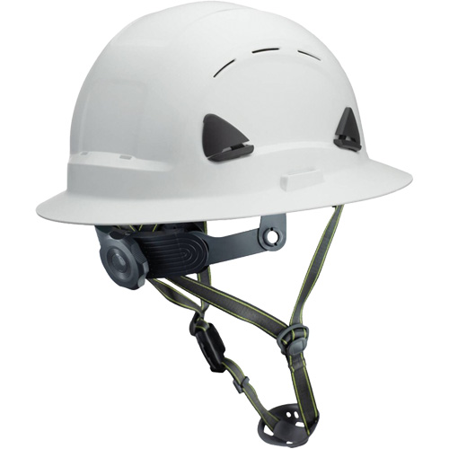 Fibre Metal Climbing Style Helmet with Full Brim, Meets CSA Type 2, Ratchet Suspension, Vented Meunier Outillage Industriel