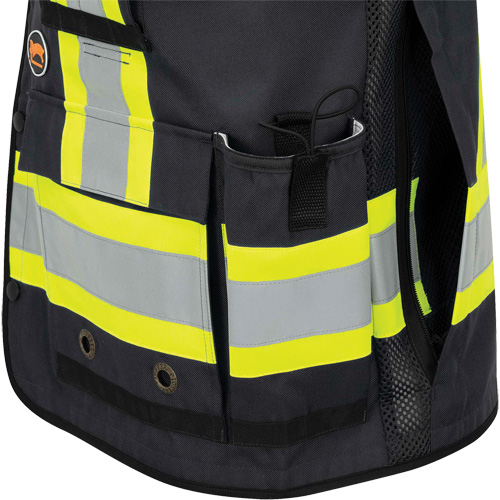 6679 Veste d'arpenteur antimicrobienne haute visibilit&eacute; avec dos en maille, Noir, Petit, Polyester Meunier Outillage Industriel