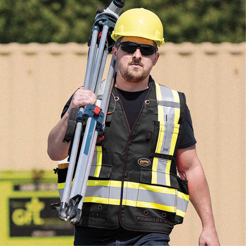 6679 Veste d'arpenteur antimicrobienne haute visibilit&eacute; avec dos en maille, Noir, Petit, Polyester Meunier Outillage Industriel