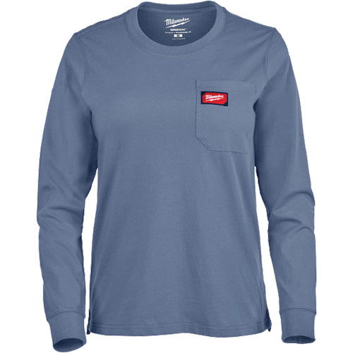 GRIDIRON Long Sleeve Pocket T-Shirt, Women's, X-Small, Blue Meunier Outillage Industriel