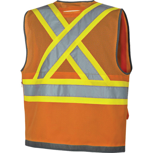 Pioneer Mesh Back Zip Front Surveyor Safety Vest, High Visibility Orange, Small, Polyester Meunier Outillage Industriel