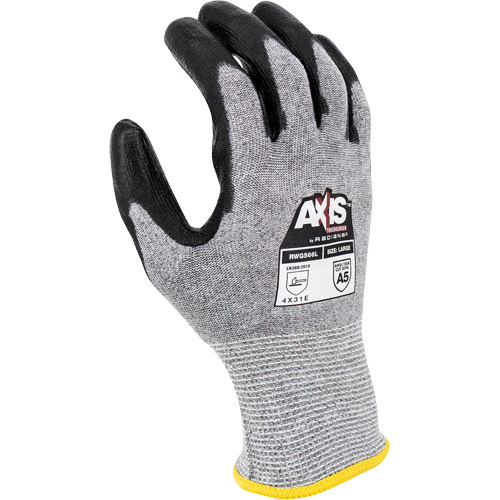 RWG566 AXIS Cut Protection Touchscreen Work Glove, Size Medium, 18 Gauge, Polyurethane Coated, Stainless Steel/HPPE Shell, ASTM ANSI Level A5/EN 388 Level E Meunier Outillage Industriel