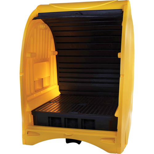 4-Drum Hard Cover Spill Pallet, 68.11" L x 61.61" W x 83.07" H, 1433 lbs. Load Capacity Meunier Outillage Industriel