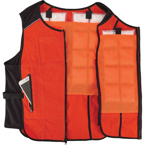 Veste de refroidissement &agrave; changement de phase l&eacute;g&egrave;re avec sachets de recharge Chill-Its 6260, 2T-grand/3T-grand, Orange Meunier Outillage Industriel