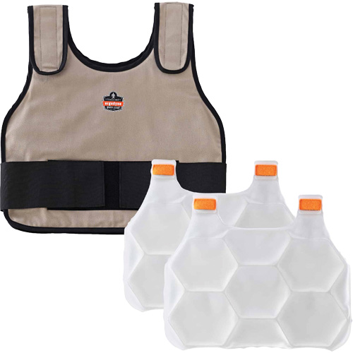 Veste de refroidissement &agrave; changement de phase standard avec sachets de recharge Chill-Its 6230, Grand/T-Grand, Khaki Meunier Outillage Industriel