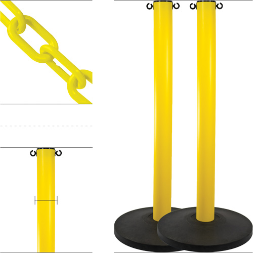 Industrial Stanchion Kit with Plastic Chain, 37" High, Yellow Meunier Outillage Industriel