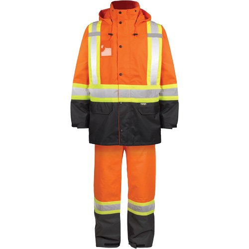 Ensemble de pluie haute visibilit&eacute; en tissu 150 deniers, Polyester, 2T-Grand, Orange haute visibilit&eacute; Meunier Outillage Industriel