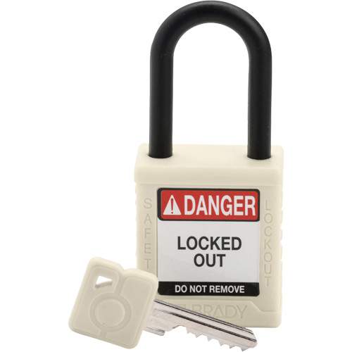 Velocity Safety Lockout Padlock, White, Keyed Different, Nylon, 1-1/2" Width Meunier Outillage Industriel