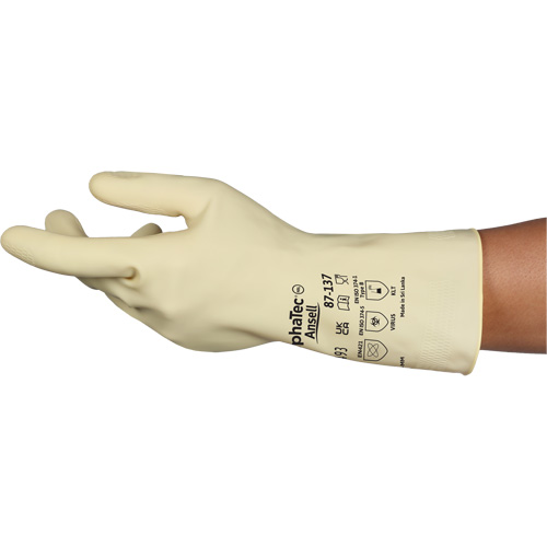 AlphaTec&reg; 87-137 Lightweight Natural Gloves, Size 8, 11.8" L, Rubber Latex, 16-mil Meunier Outillage Industriel