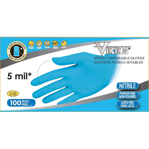 34600 Disposable Gloves, X-Large, Nitrile, 5-mil, Powder-Free, Blue Meunier Outillage Industriel