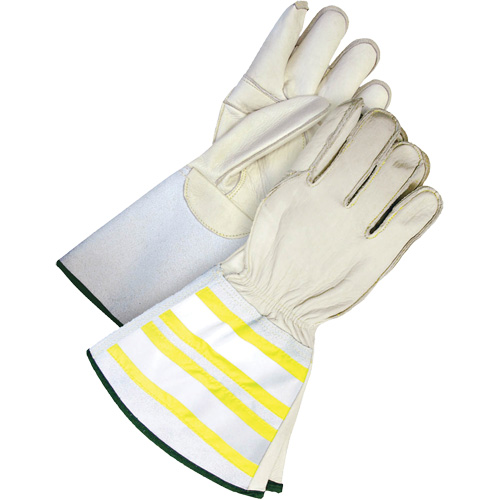 Gants utilitaires haute visibilit&eacute; avec manchette de 6,25", Moyen, Paume en Cuir fleur de vache Meunier Outillage Industriel