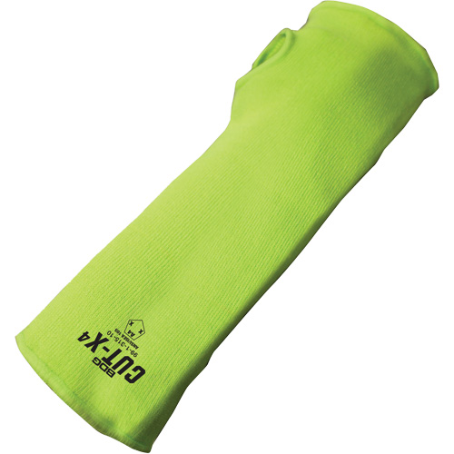 Manchette r&eacute;sistante &agrave; la coupe avec ouverture pour le pouce Cut-X, Fibre de verre/Poly&eacute;thyl&egrave;ne, 14", ASTM ANSI niveau A4, Lime haute visibilit&eacute; Meunier Outillage Industriel