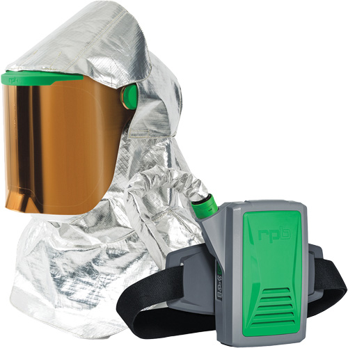 Respirateur &agrave; chaleur radiante Z-Link avec souffleur & montage &agrave; la ceinture, Respirateur &agrave; masque/Capuchon & visi&egrave;re, Pile Lithium-ion Meunier Outillage Industriel