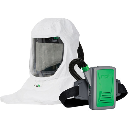 Respirateur T-Link avec casquette, tube de respiration, montage &agrave; la ceinture & APR motoris&eacute; PX5, Cagoule ample & visi&egrave;re, Pile Lithium-ion Meunier Outillage Industriel