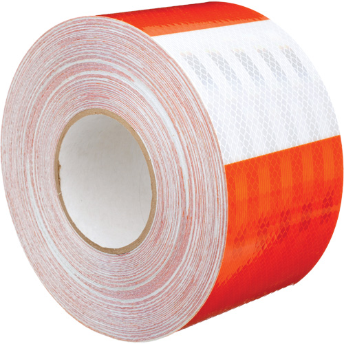 High Intensity Grade Flexible Work Zone Sheeting 382VHIP, 5" W x 150' L, Orange and White Meunier Outillage Industriel