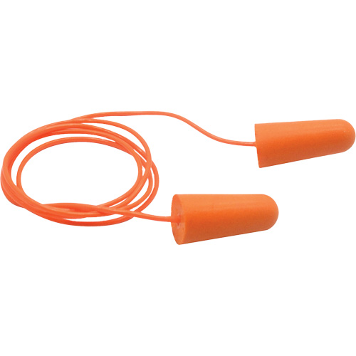 SEALTEC33 Orange Tapered PU Foam Disposable Earplugs, Corded, Bulk - Box, 33 dB NRR, One-Size Meunier Outillage Industriel