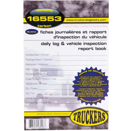Bilingual Daily Log & Vehicle Inspection Report Book Meunier Outillage Industriel