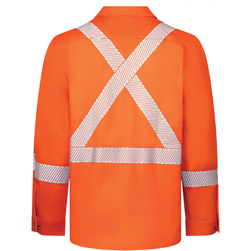Avenger 7 oz Deluxe Segmented Striped High-Visibility Work Shirt, Style 652, Men's, Large, Orange Meunier Outillage Industriel