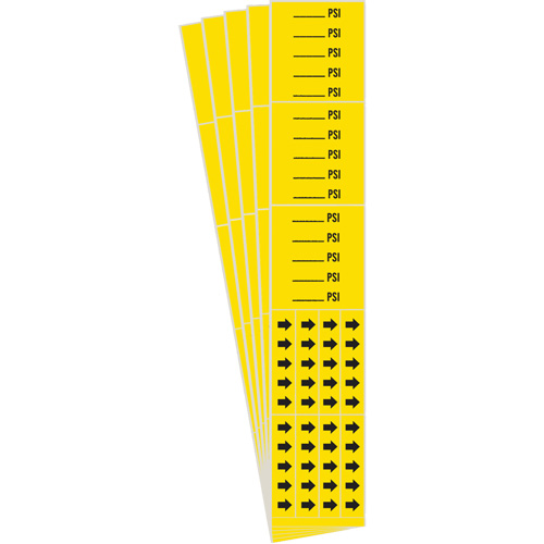Marqueurs de tuyau PSI, Autocollant, 2-1/4" h x 2-3/4" la, Noir sur jaune Meunier Outillage Industriel