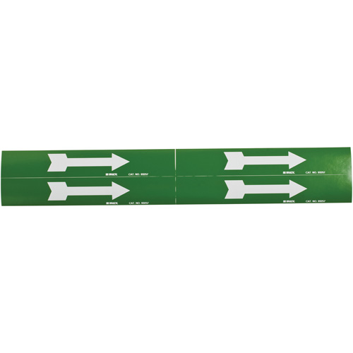 Marqueurs de tuyau avec fl&egrave;ches, Autocollant, 1-1/8" h x 7" la, Blanc/vert Meunier Outillage Industriel