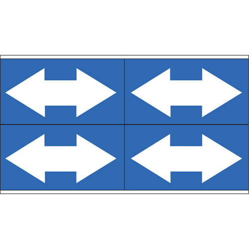 Marqueurs de tuyau avec fl&egrave;ches bidirectionnelles, Autocollant, 1-1/8" h x 7" la, Blanc/bleu Meunier Outillage Industriel