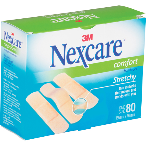 Bandages confortables Nexcare, Rectangulaire/carr&eacute;e, 3", Tissu, St&eacute;rile Meunier Outillage Industriel