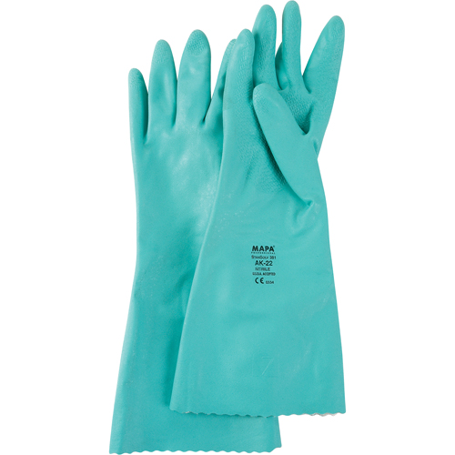 StanSolv&reg; Embossed Z-Pattern Grip Gloves, Size Small/7, 14" L, Nitrile, Interlock Inner Lining, 11-mil Meunier Outillage Industriel