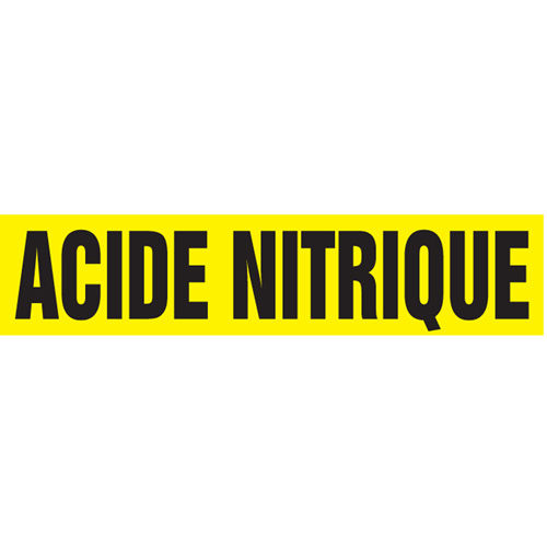Marqueurs de tuyau "Acide Nitrique", Autocollant, 2-1/2" h x 12" la, Noir sur jaune Meunier Outillage Industriel