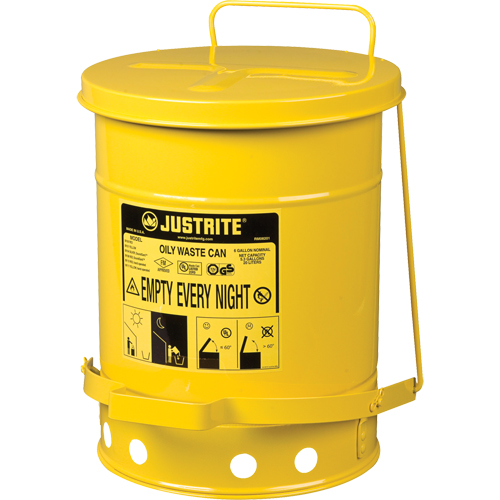 Oily Waste Cans, FM Approved/UL Listed, 6 US Gal., Yellow Meunier Outillage Industriel