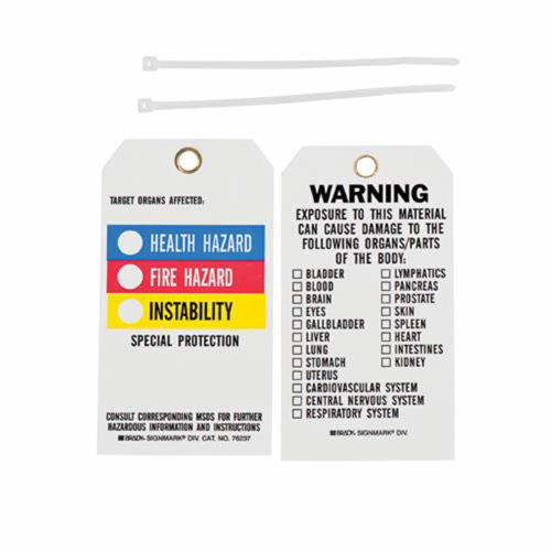Right-To-Know Tags, Polyester, 3" W x 5-3/4" H, English Meunier Outillage Industriel