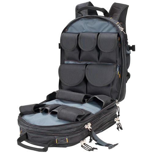 Sacs &agrave; dos pour outils &agrave; 75 pochettes, 13" lo x 17-1/2" la, Noir, Nylon Meunier Outillage Industriel