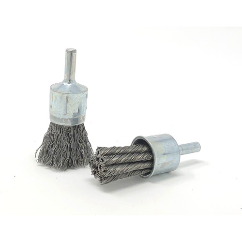 Brosse mont&eacute;e &agrave; fils ondul&eacute;s, 3/4" dia., dia. Des fils 0,014", Tige 1/4" Meunier Outillage Industriel