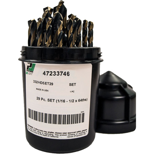 Jeu de forets robustes, 29 morceaux, Acier rapide Meunier Outillage Industriel