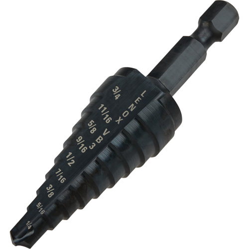 #3 Step Drill Bit, 1/4" - 3/4" , 1/16" Increments, High Speed Steel Meunier Outillage Industriel