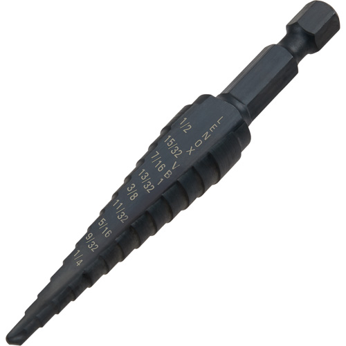 Foret &eacute;tag&eacute; no 1, 1/8" - 1/2", Incr&eacute;ments de 1-3/2", Acier rapide Meunier Outillage Industriel