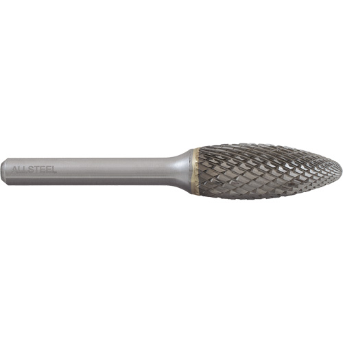 Fraise au carbure en forme de flamme ALLSTEEL, SH-5, 1/2" dia., 1/4" Tige, 1-1/4" Prof. de la coupe Meunier Outillage Industriel