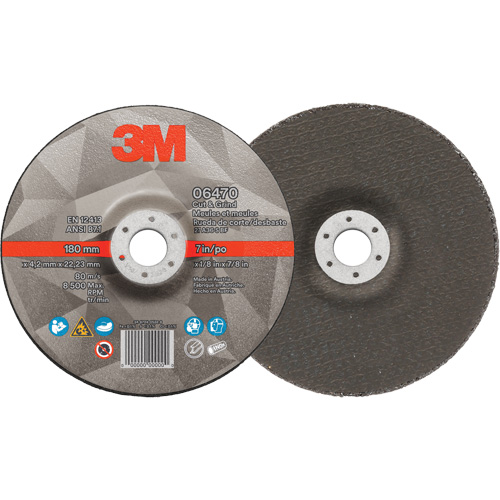 Cut & Grind Wheel, 7" x 1/8", 7/8" Arbor, Type 27, Ceramic Meunier Outillage Industriel
