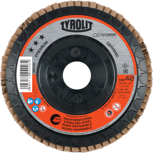Disque &agrave; lamelles, 4-1/2" x 5/8"-11, Type 27, Grain 40, C&eacute;ramique Meunier Outillage Industriel