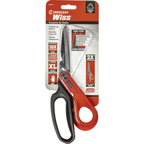 Heavy-Duty Titanium Coated Tradesman Shears, 10", Rings Handle Meunier Outillage Industriel