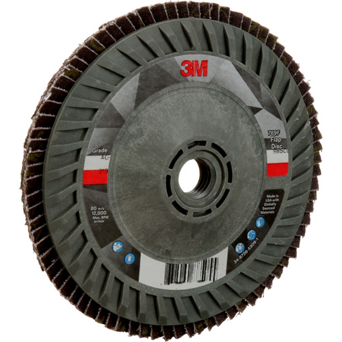 Disque &agrave; lamelles &agrave; changement rapide 769F, 5" x 5/8"-11, Type 27, Grain 40+, C&eacute;ramique Meunier Outillage Industriel