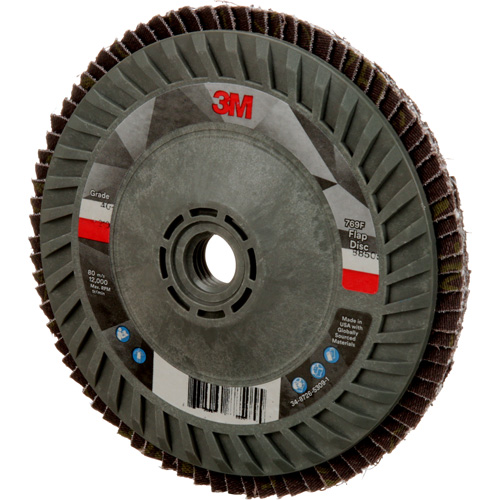 Disque &agrave; lamelles &agrave; changement rapide 769F, 5" x 5/8"-11, Type 27, Grain 40+, C&eacute;ramique Meunier Outillage Industriel