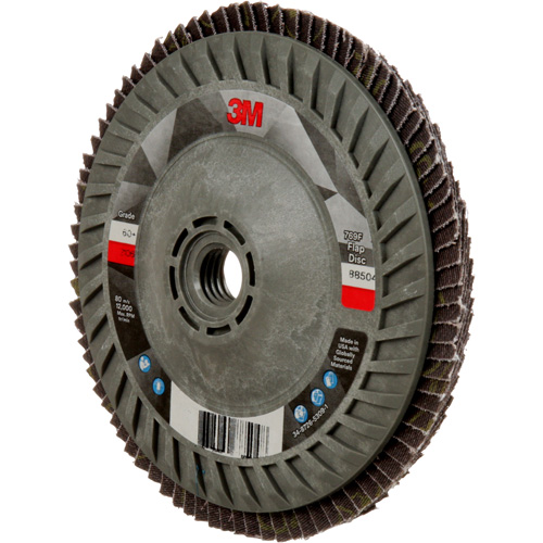 Disque &agrave; lamelles &agrave; changement rapide 769F, 5" x 5/8"-11, Type 27, Grain 60+, C&eacute;ramique Meunier Outillage Industriel
