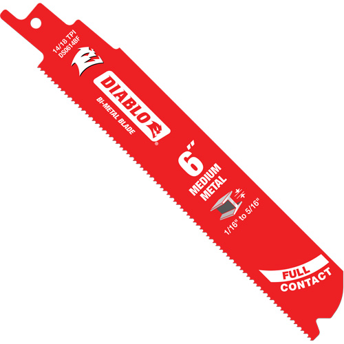 Lame de scie alternative de s&eacute;rie moyenne pour le m&eacute;tal, Bim&eacute;tal, 14-18 Dents par pouce, 6" lo x 1" la Meunier Outillage Industriel