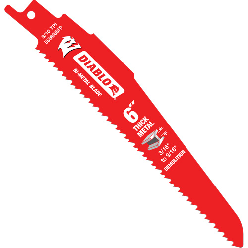 Reciprocating Blade for Thick Metal/Demolition, Bi-Metal, 8-10 TPI, 6" L Meunier Outillage Industriel