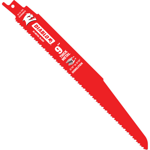 Lame de scie alternative pour la d&eacute;molition et les m&eacute;taux &eacute;pais, Bim&eacute;tal, 8-10 Dents par pouce, 9" lo Meunier Outillage Industriel