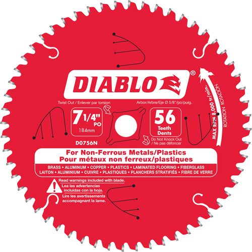 Aluminum Cutting Saw Blade, 7-1/4", 56 Teeth, Non-Ferrous Use Meunier Outillage Industriel