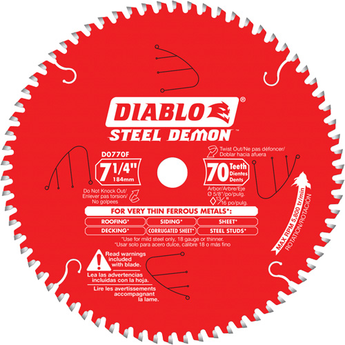 Steel Demon Cutting Saw Blade, 7-1/4", 70 Teeth, Metal Use Meunier Outillage Industriel