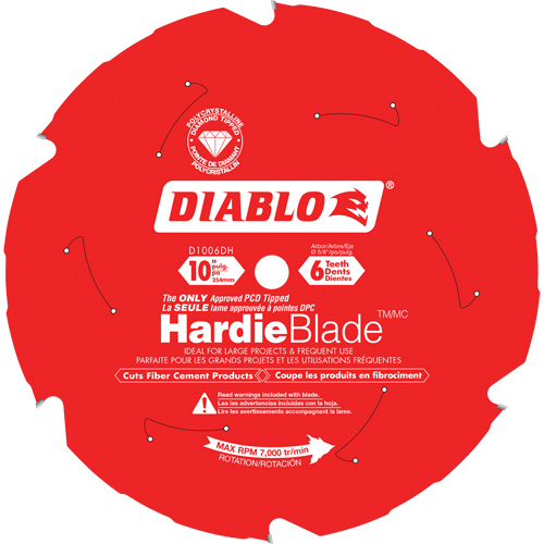 HardieBlade Cutting Saw Blade, 10", 6 Teeth, Fibre Cement Use Meunier Outillage Industriel