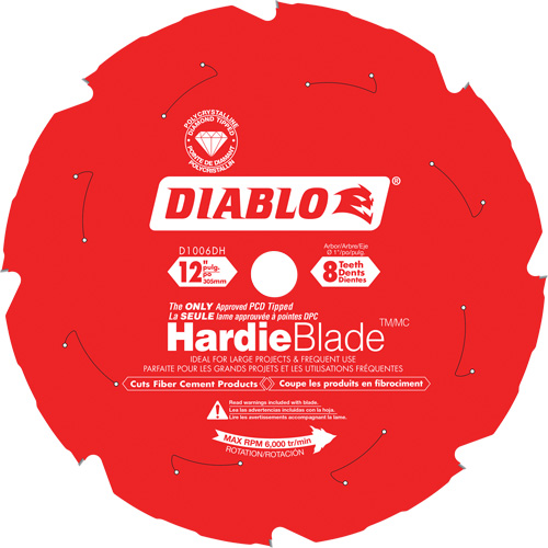 HardieBlade Cutting Saw Blade, 12", 8 Teeth, Fibre Cement Use Meunier Outillage Industriel